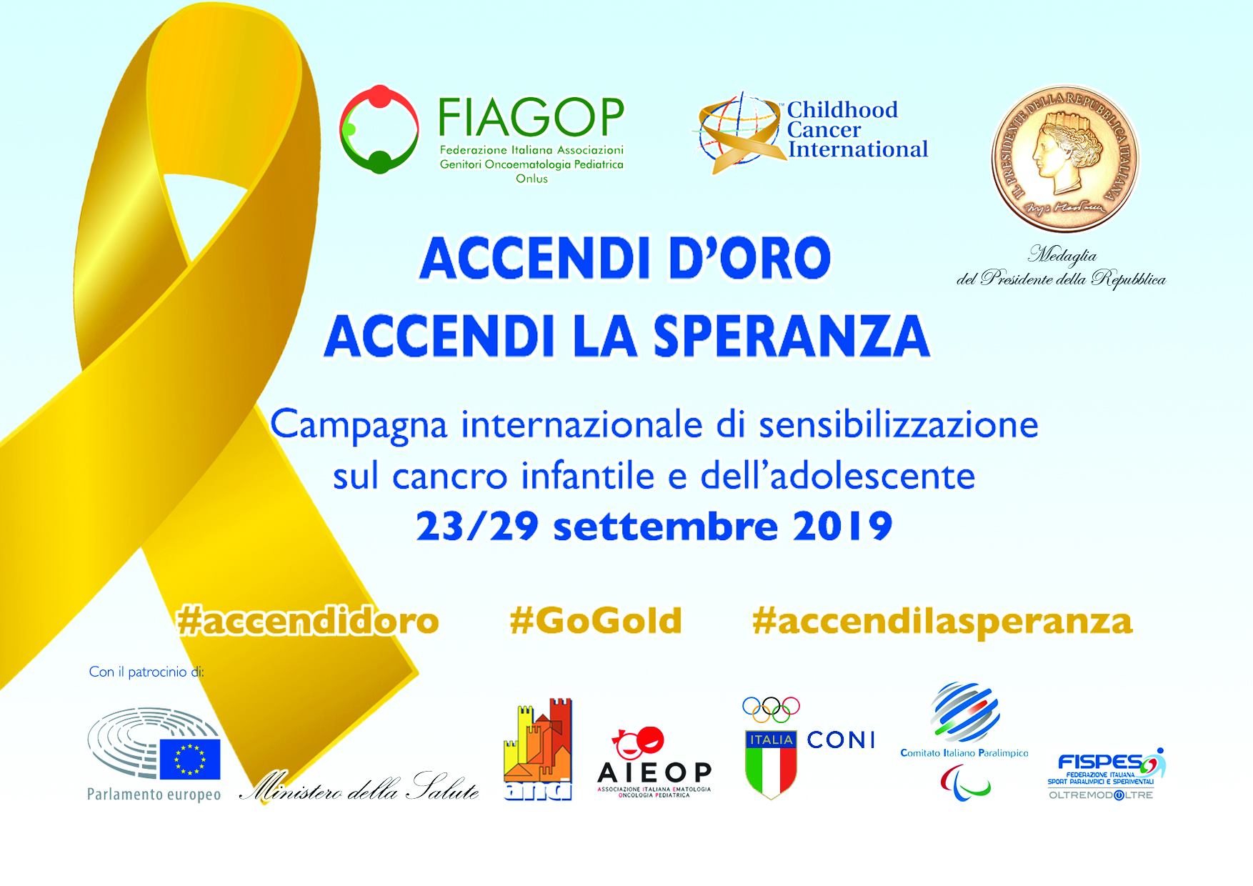 ACCENDI D’ORO, ACCENDI LA SPERANZA 23-29 SETTEMBRE 2019